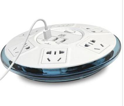 突破(TOP)清月SR21PLUS USB智能插座6KA防雷3USB+6位新國標保護門插孔全長1.8米插線板插座